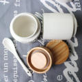White Ceramic Candle Jar with Wooden Lid 8 oz